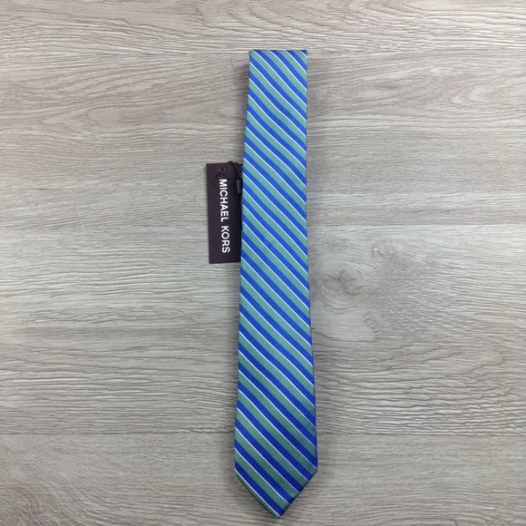 Michael Kors Green & Blue Striped Tie - Picture 1 of 3
